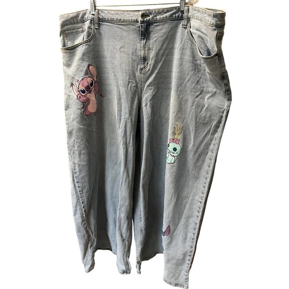 Disney Denim - DISNEY Lilo & Stitch Light Wash Blue Denim Graphic Flare Jeans Women's Size 28